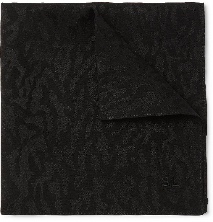 Photo: SAINT LAURENT - Leopard-Print Silk-Twill Pocket Square - Black