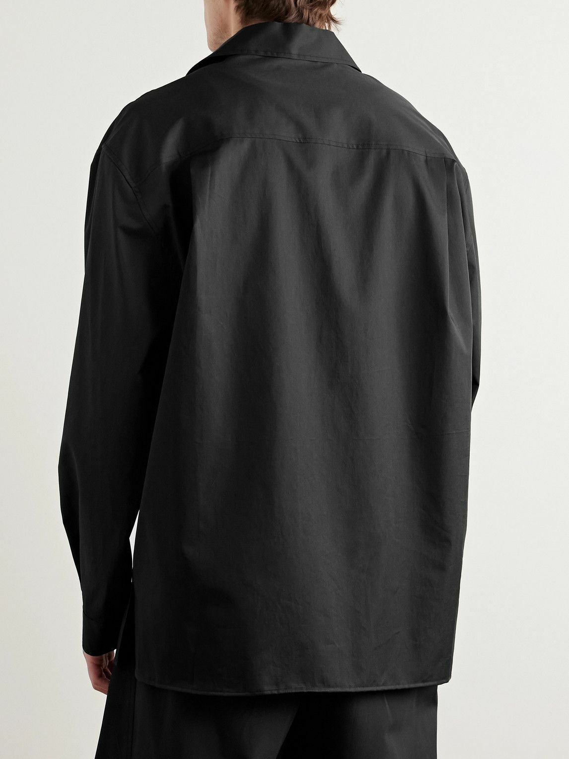 Amomento - Convertible-Collar Cotton Shirt - Black