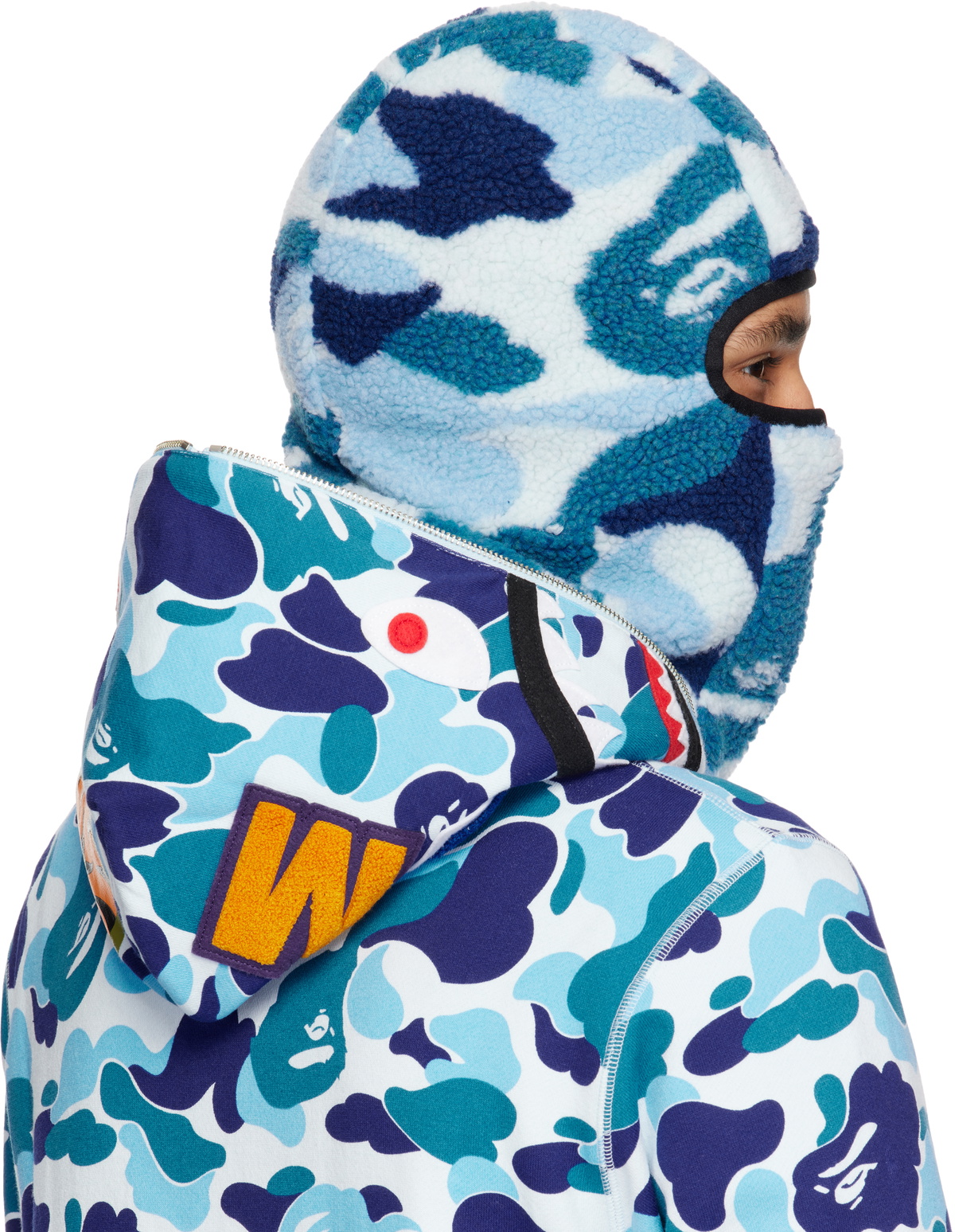 BAPE Blue ABC Camo Boa Fleece Balaclava A Bathing Ape