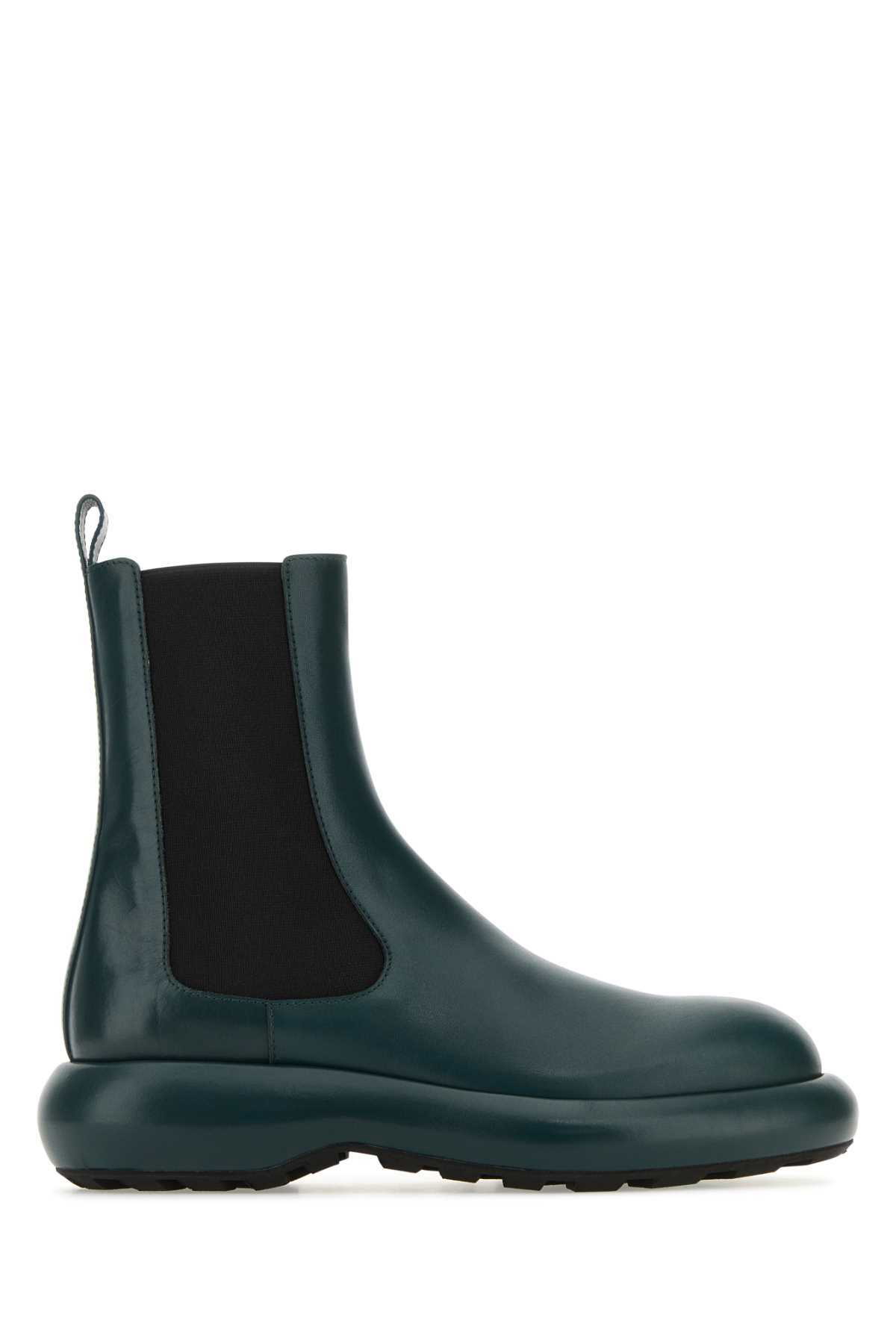 ショートブーツ・ブーティ Jil Sander Bottle green leather Chelsea ankle boots Jil Sander Bottle Green Leather Chelsea Ankle Boots Jil Sander