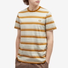 Fred Perry Men's Stripe T-Shirt in Silky Peach/Light Oyster/Dark Caramel