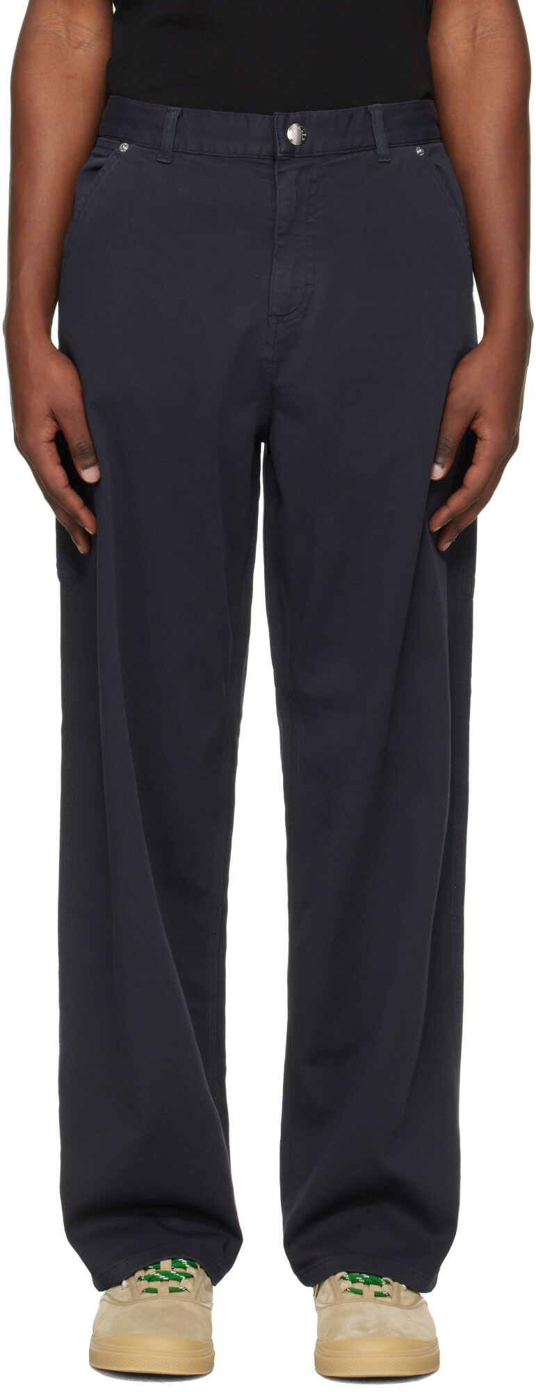 Moncler Navy Cotton Blend Gabardine Cargo Pants