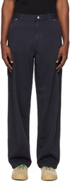 Moncler Navy Cotton Blend Gabardine Cargo Pants