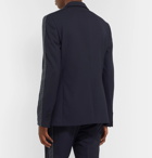 Fendi - Navy Logo Jacquard-Trimmed Stretch-Virgin Wool Suit Jacket - Blue