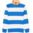 Polo Ralph Lauren Men's Block Stripe Rugby Shirt in New Iris Blue/White