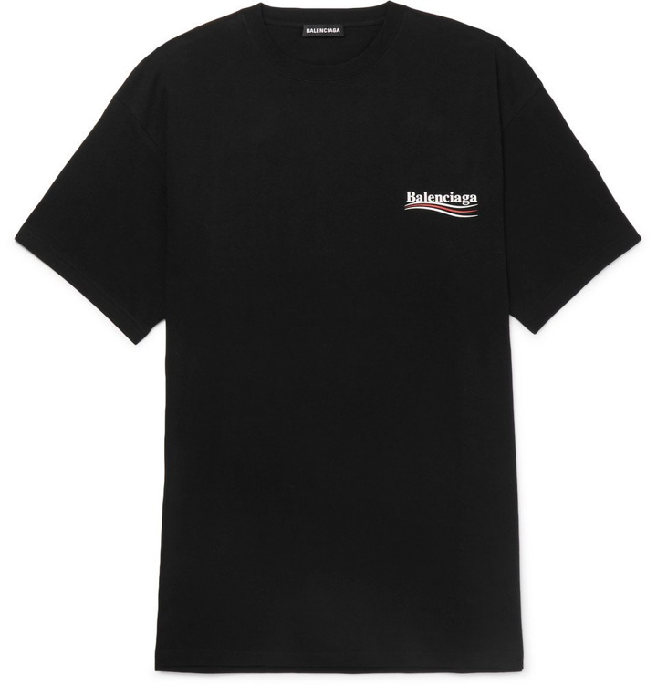 Photo: Balenciaga - Oversized Logo-Print Cotton-Jersey T-Shirt - Men - Black