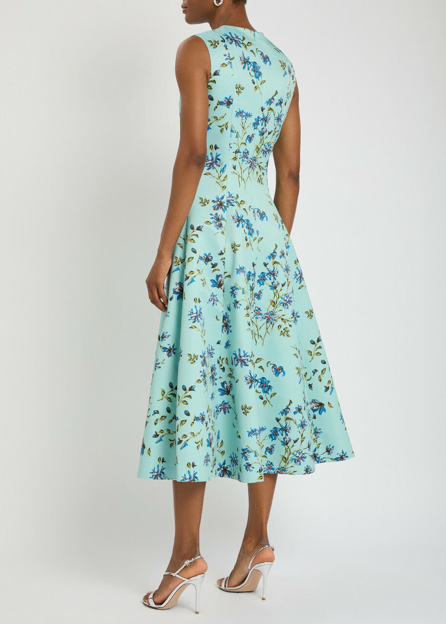 Emilia Wickstead Mara Floral-print Faille Midi Dress Blue