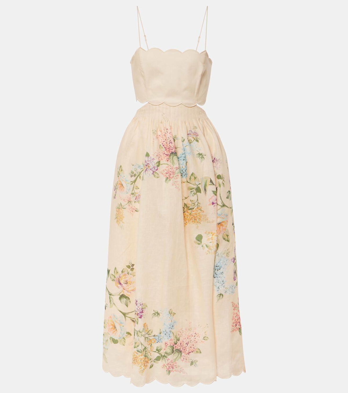 【Zimmermann】Halliday scalloped floral linen midi dress Zimmermann Halliday scalloped floral linen midi dress Zimmermann
