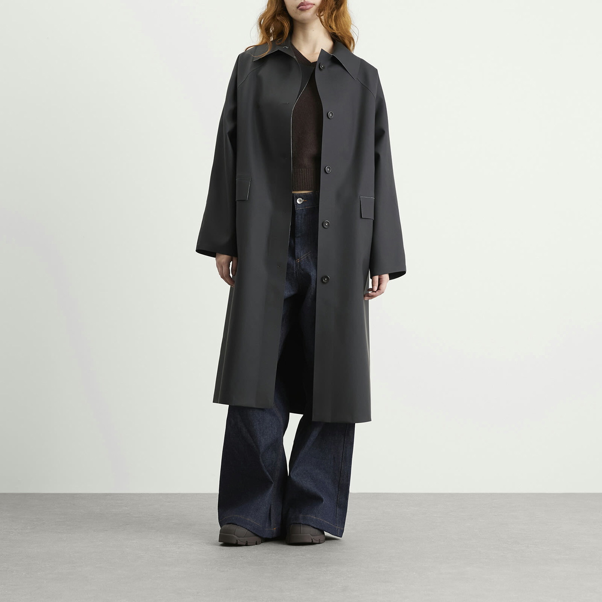 KASSL Editions Women's Original Below Rubber Mac Jacket in Black