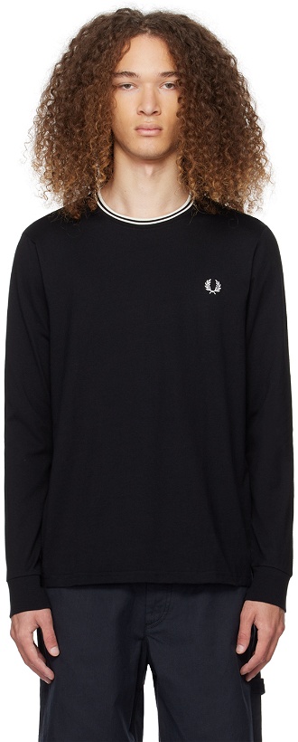 Photo: Fred Perry Black Twin Tipped Long Sleeve T-Shirt