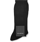 Ermenegildo Zegna - Ribbed Cotton Over-the-Calf Socks - Black