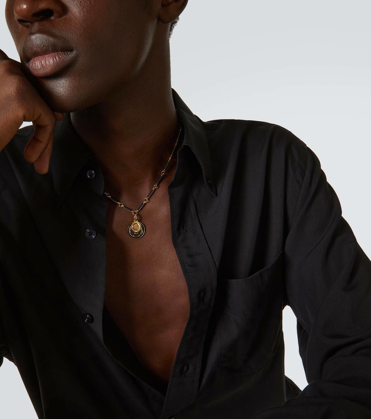 FoundRae Vivacity Element 18kt gold chain with diamond and onyx