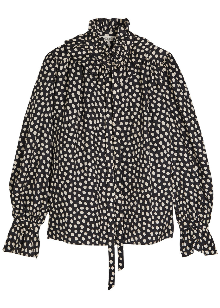 Chloe Polka dot Silk Blouse Black