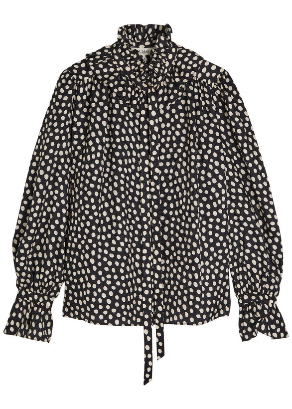 Photo: Chloe Polka dot Silk Blouse Black