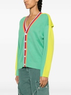 Christopher John Rogers Green Stripe-Trim Wool Cardigan