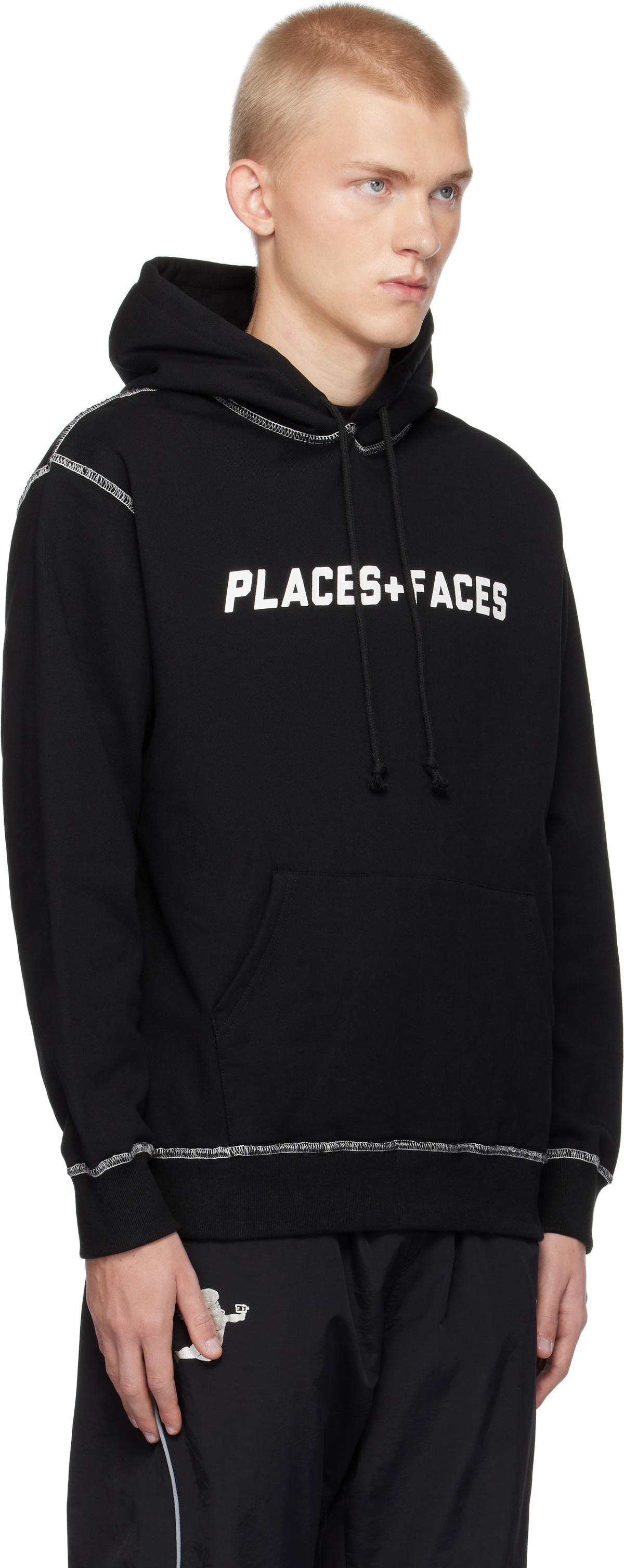 PLACES+FACES Black Contrast Stitch Hoodie