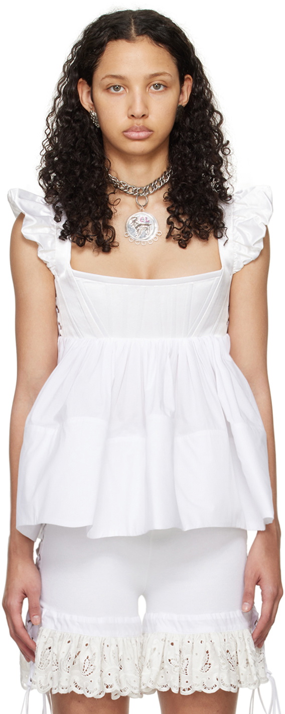 Chopova Lowena White Foray Tank Top Chopova Lowena