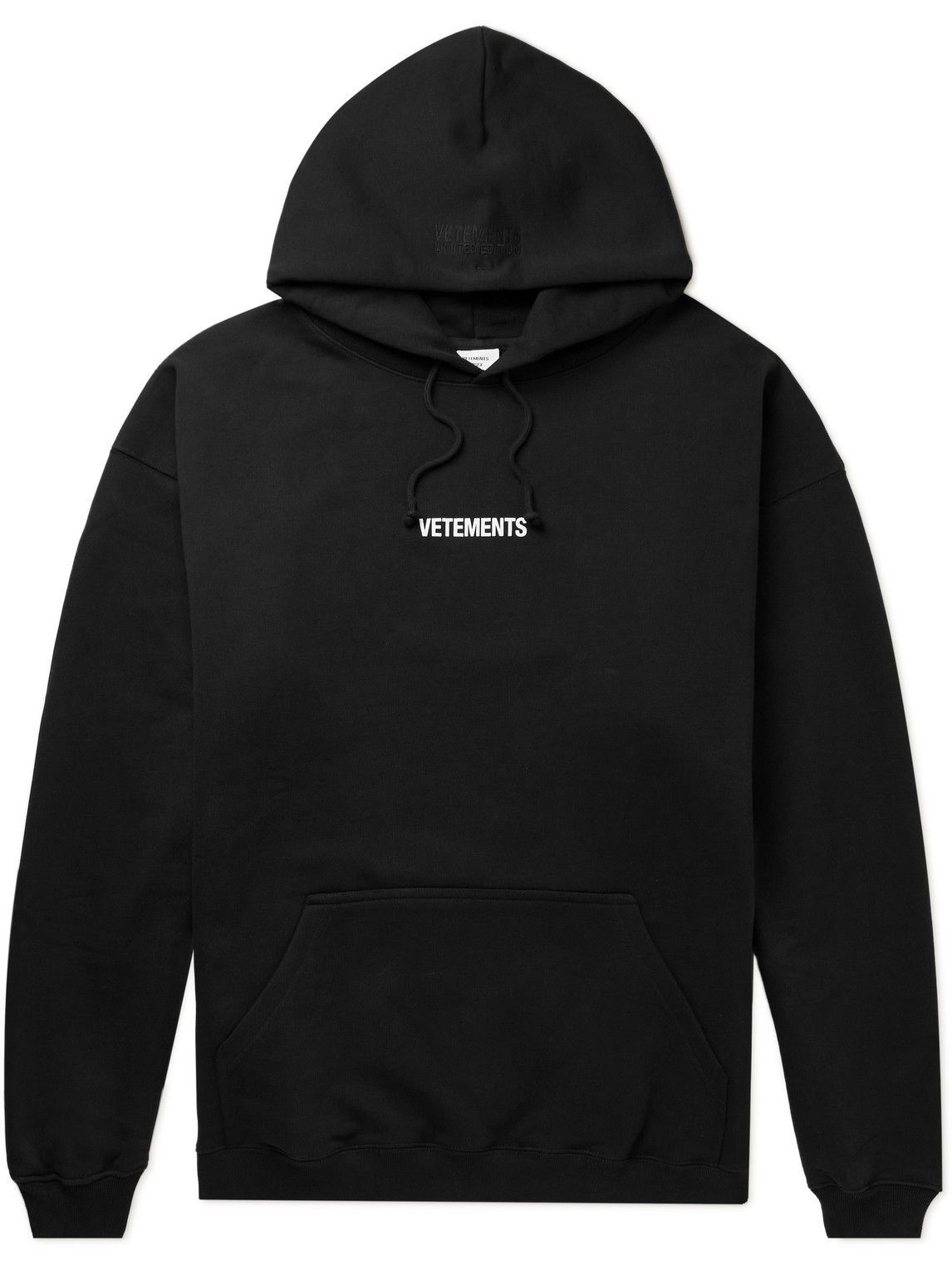 VETEMENTS - Logo-Print Cotton-Blend Jersey Hoodie - Black Vetements