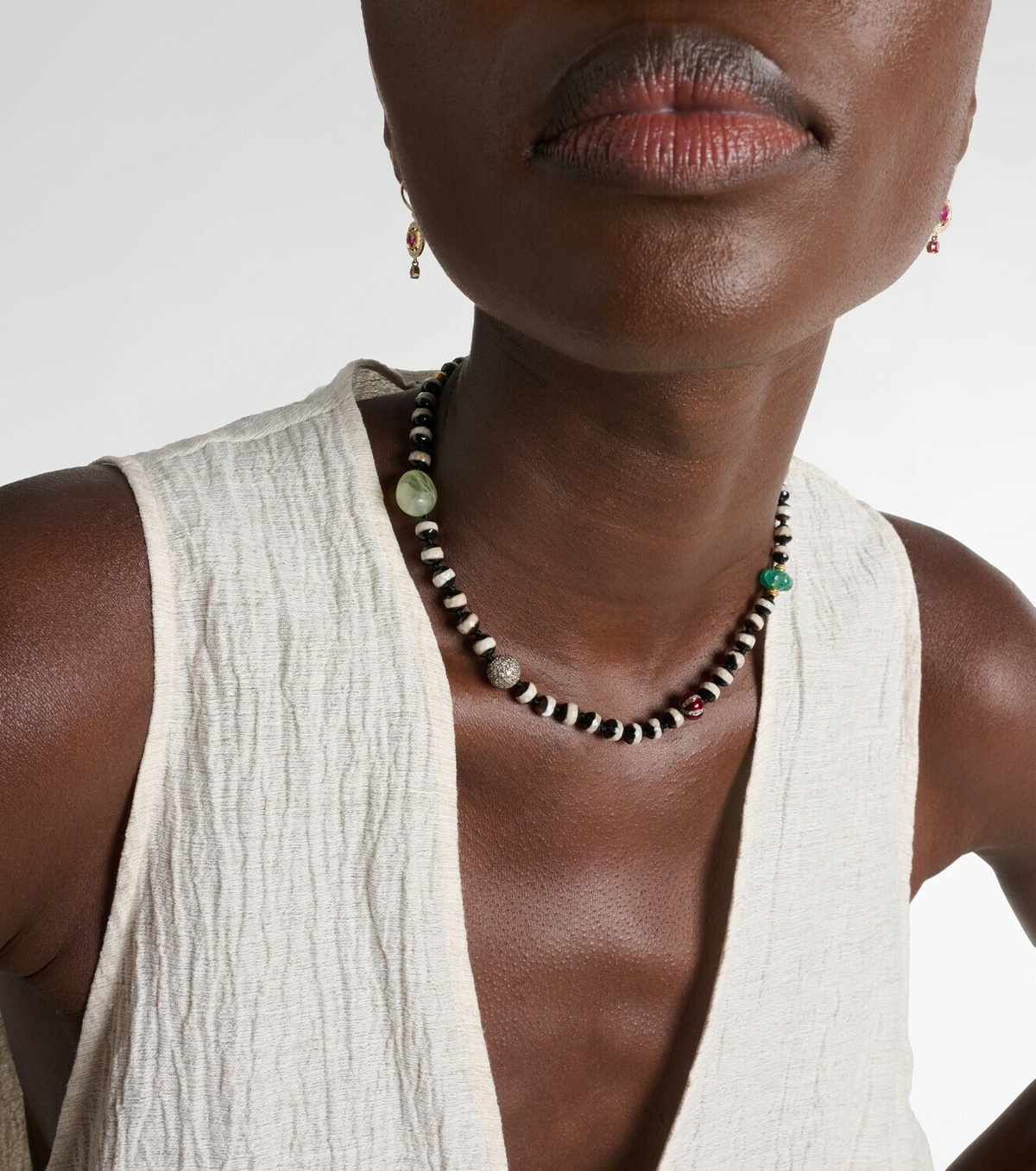 Ileana Makri Globetrotter beaded necklace with gemstones