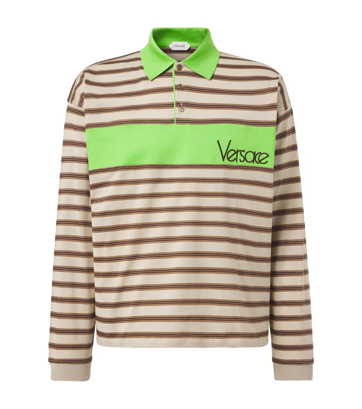 Photo: Versace Striped cotton jersey polo shirt