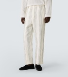 Commas Kantha striped cotton straight pants
