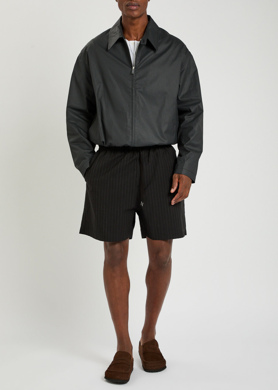 Studio Nicholson Pinstriped Cotton and Wool-blend Shorts Black