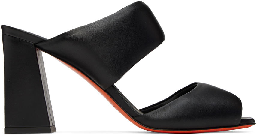 Santoni Black Leather Heels