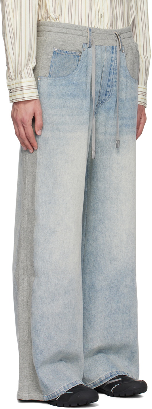 C2H4 Gray & Blue Paneled Jeans