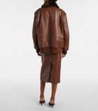 Prada Shearling-trimmed leather jacket