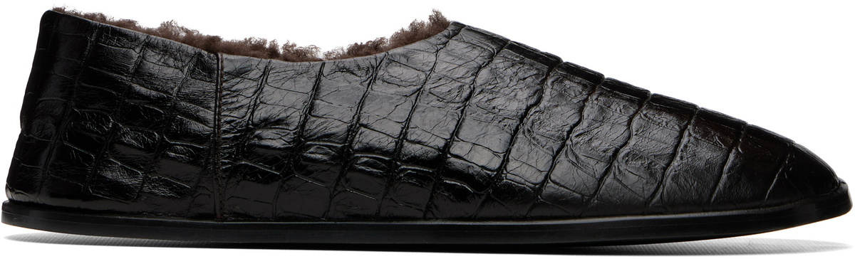 Cordera Brown Crocodile Slippers