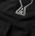AMI - Logo-Appliquéd Loopback Cotton-Jersey Hoodie - Black