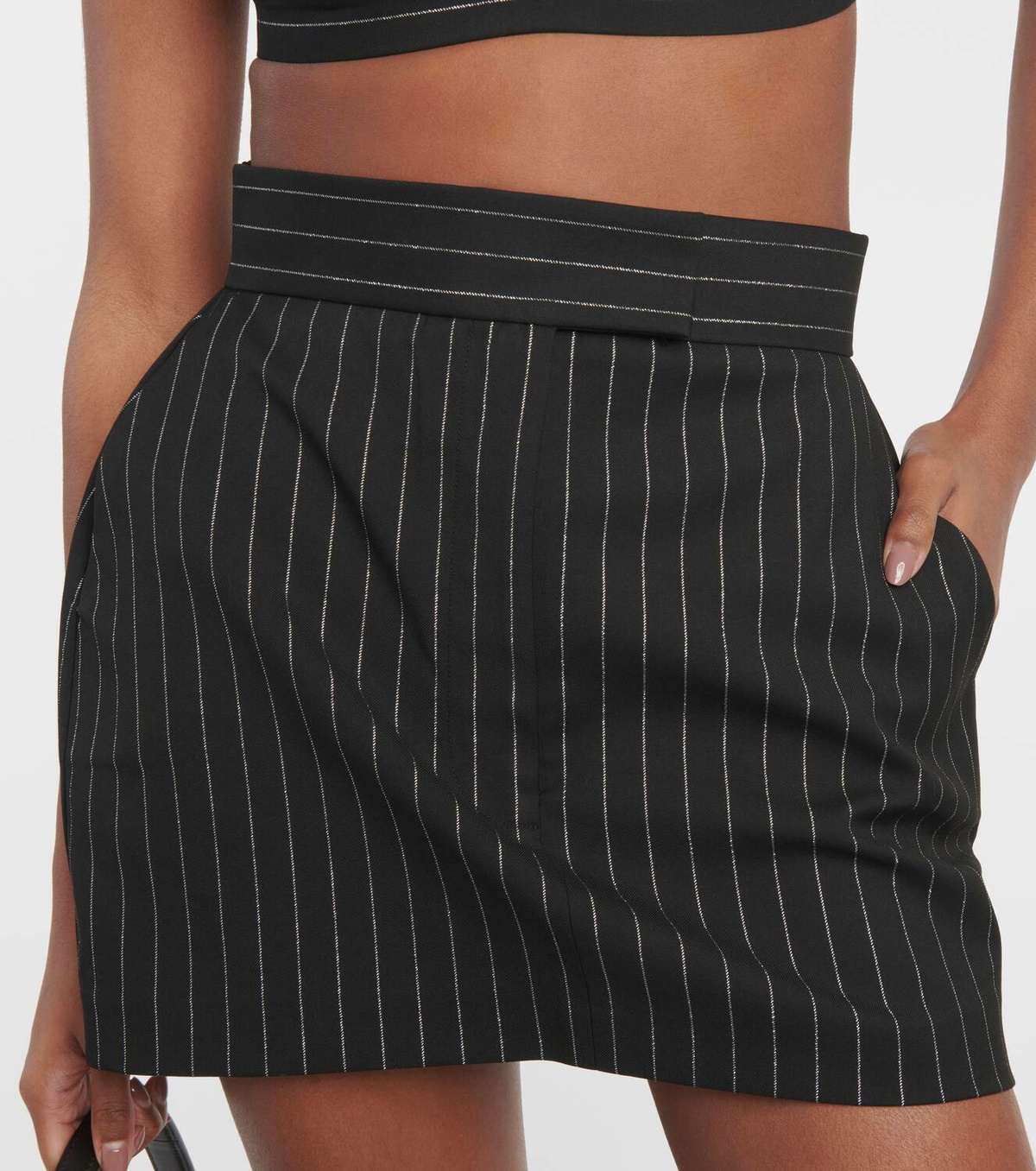 Alex Perry High-rise pinstripe miniskirt