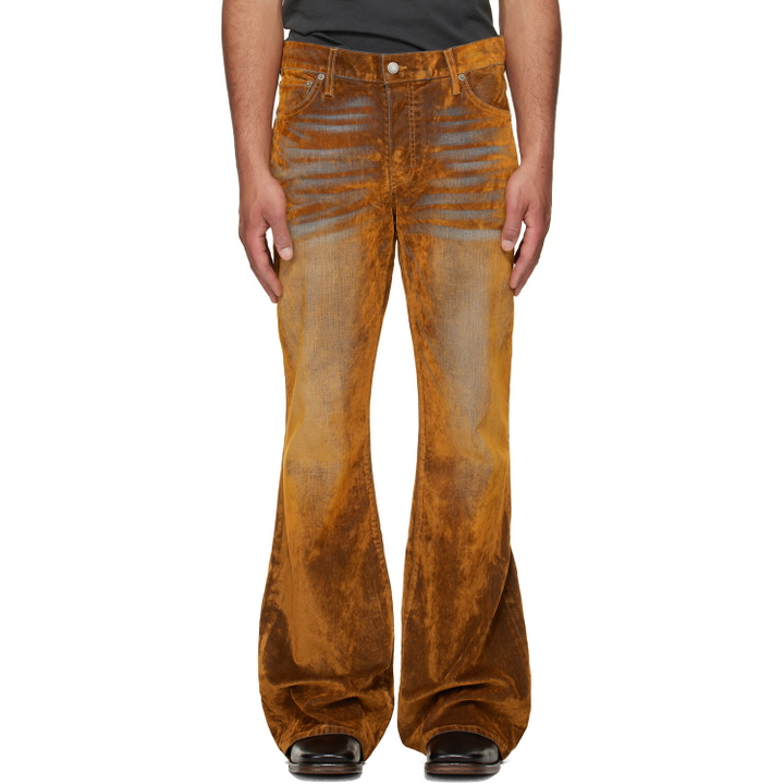 Photo: COÛT DE LA LIBERTÉ Orange Jimmy Stretch Flare Jeans
