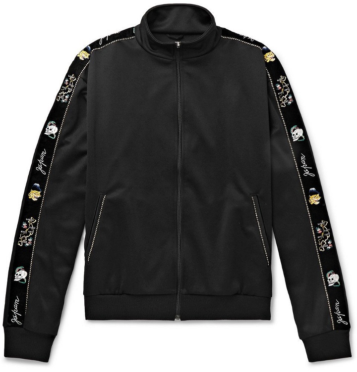 Photo: KAPITAL - Embroidered Velvet-Trimmed Tech-Jersey Track Jacket - Men - Black
