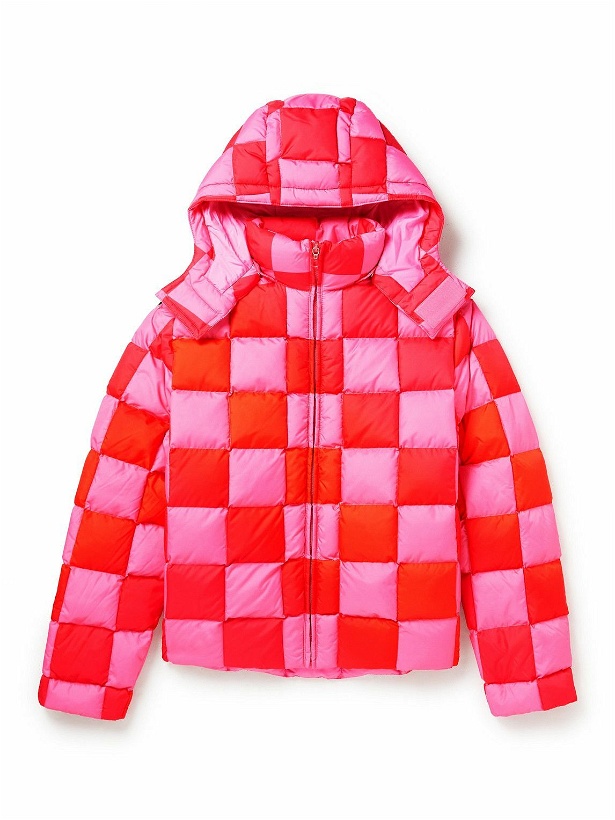 Photo: ERL - Checked Quilted Padded Shell Hooded Jacket - Pink