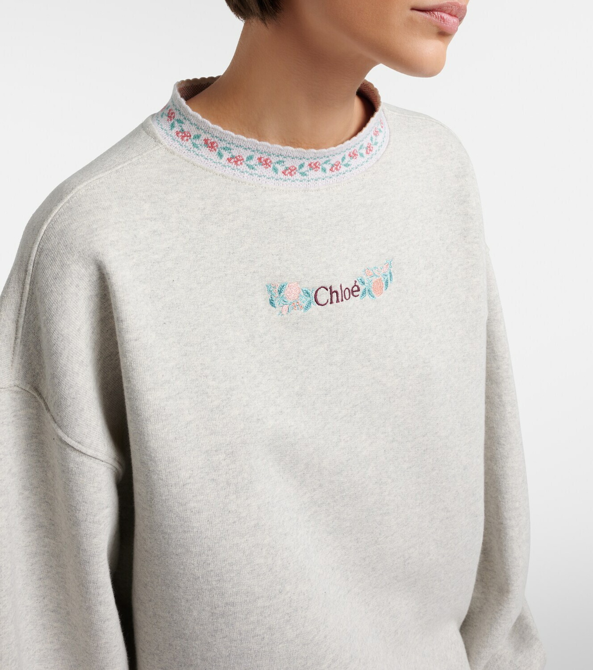 Chloé Embroidered cotton jersey sweatshirt