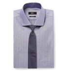 Hugo Boss - Blue Slim-Fit Herringbone Cotton Oxford Shirt - Blue
