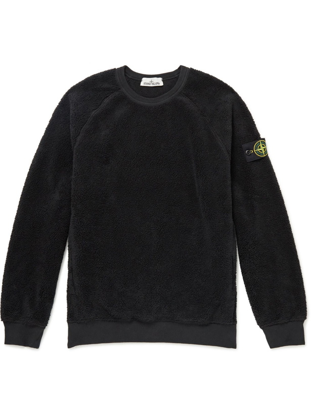 Photo: Stone Island - Logo-Detailed Cotton-Blend Fleece Sweatshirt - Black