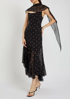 Liberowe Aubrey Floral-print Asymmetric Silk Midi Dress Black