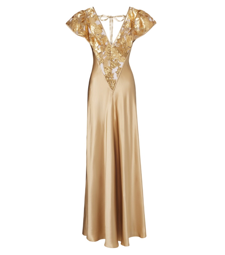 Photo: Rodarte Lace-trimmed sequined silk satin gown