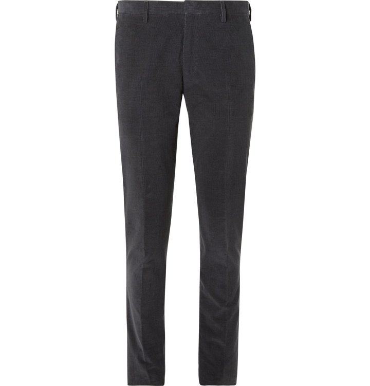 Photo: Paul Smith - Aubergine Slim-Fit Cotton and Cashmere-Blend Corduroy Suit Trousers - Gray
