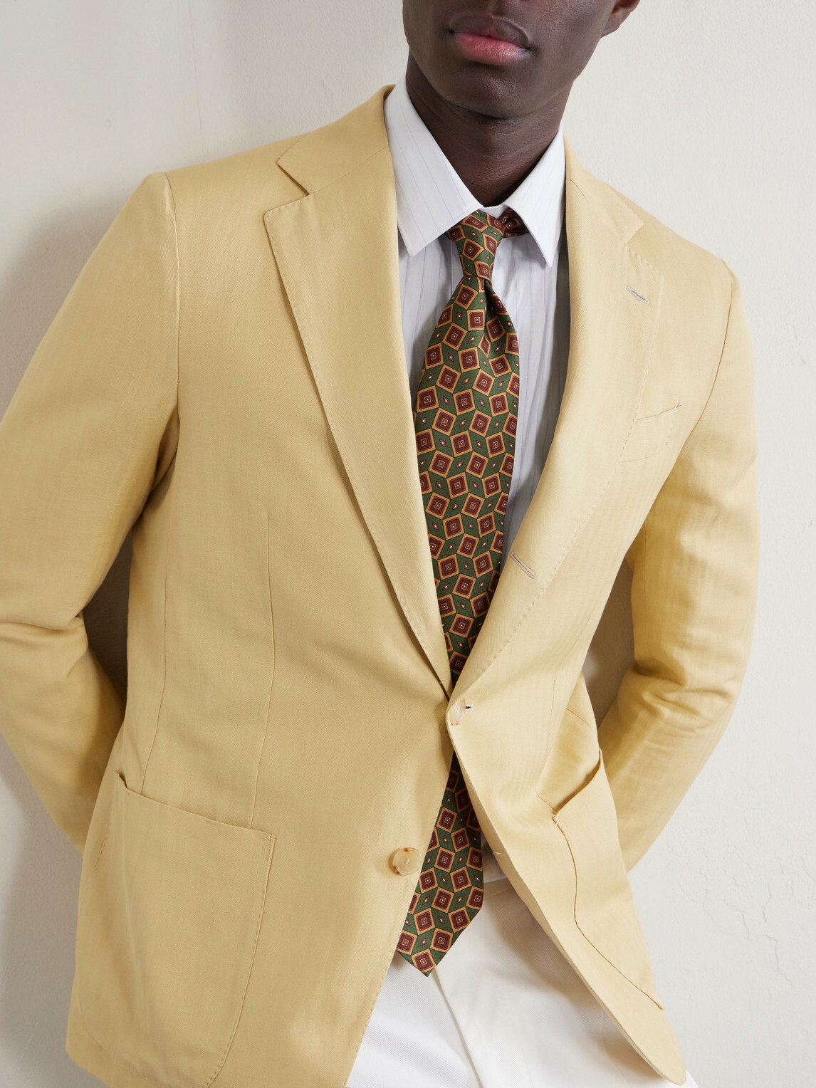 De Petrillo - Linen and Cotton-Blend Blazer - Yellow
