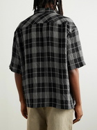 LOEWE - Camp-Collar Checked Crinkled-Twill Shirt - Black