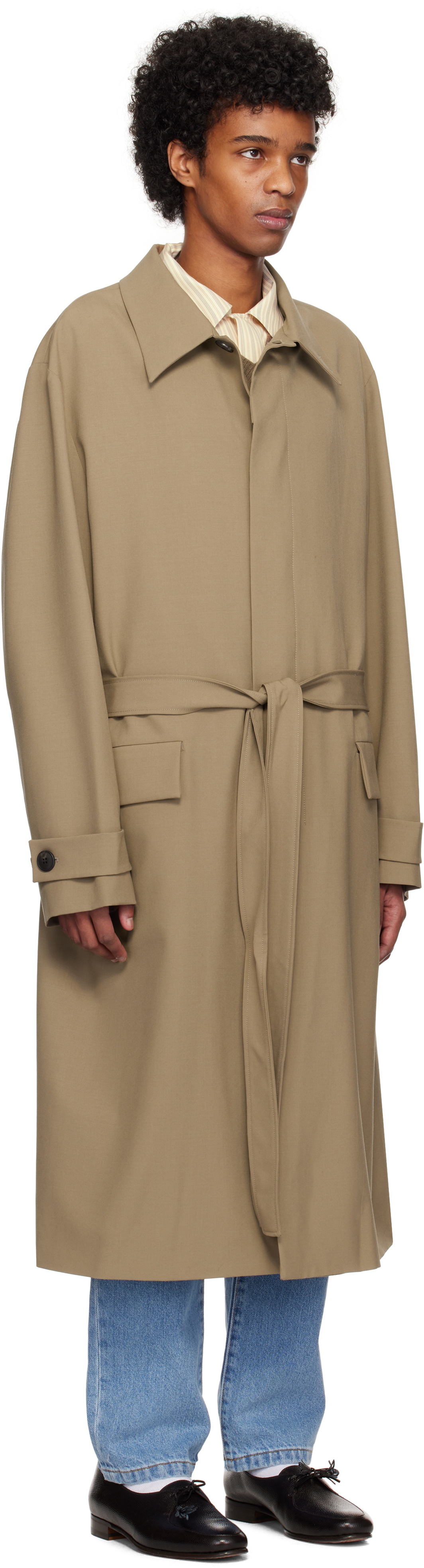 Róhe Khaki Relaxed Tailored Car Coat