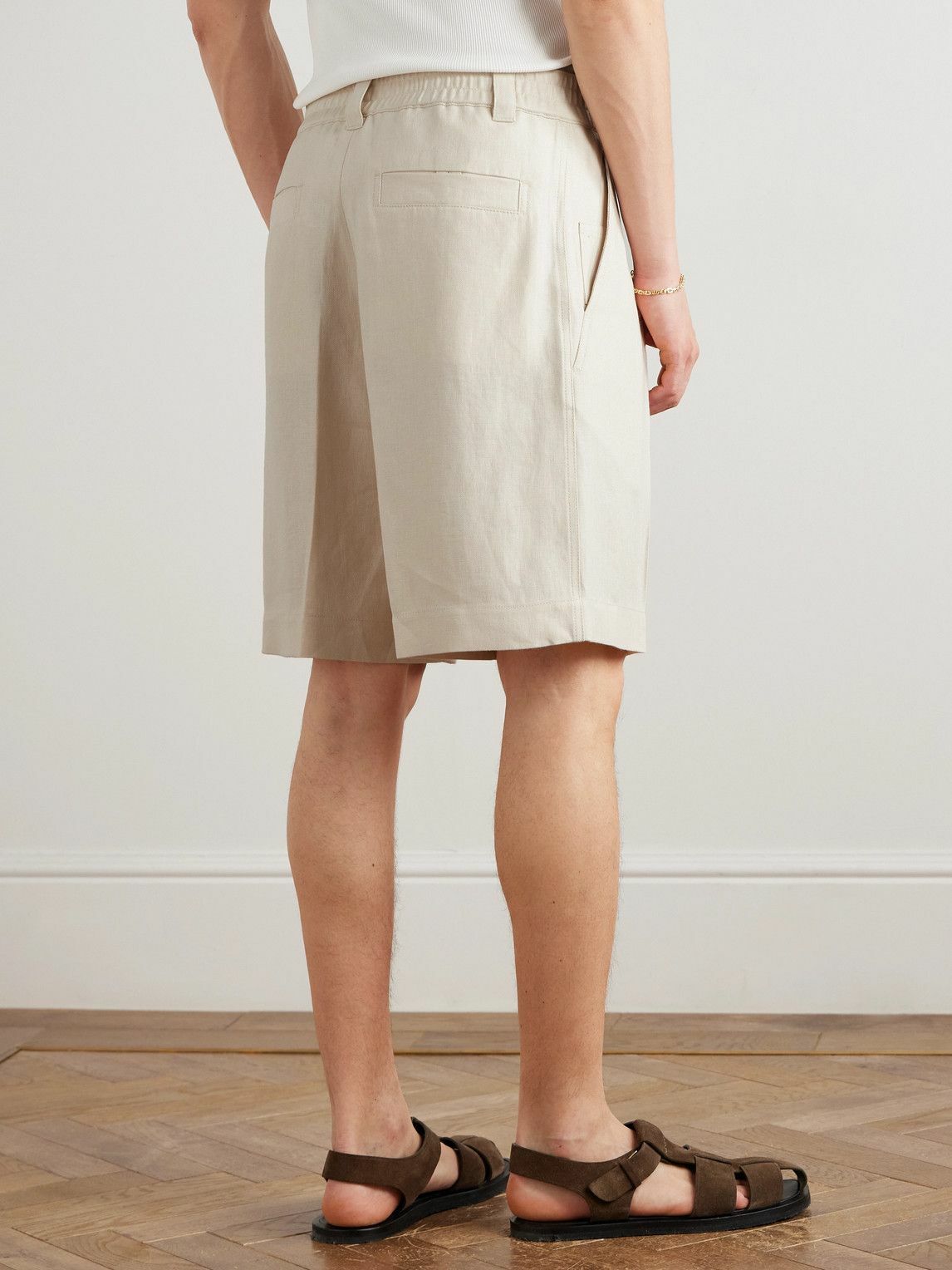 Loro Piana - Reinga Wide-Leg Pleated Linen-Twill Bermuda Shorts - White