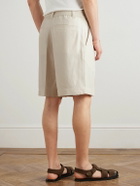 Loro Piana - Reinga Wide-Leg Pleated Linen-Twill Bermuda Shorts - White