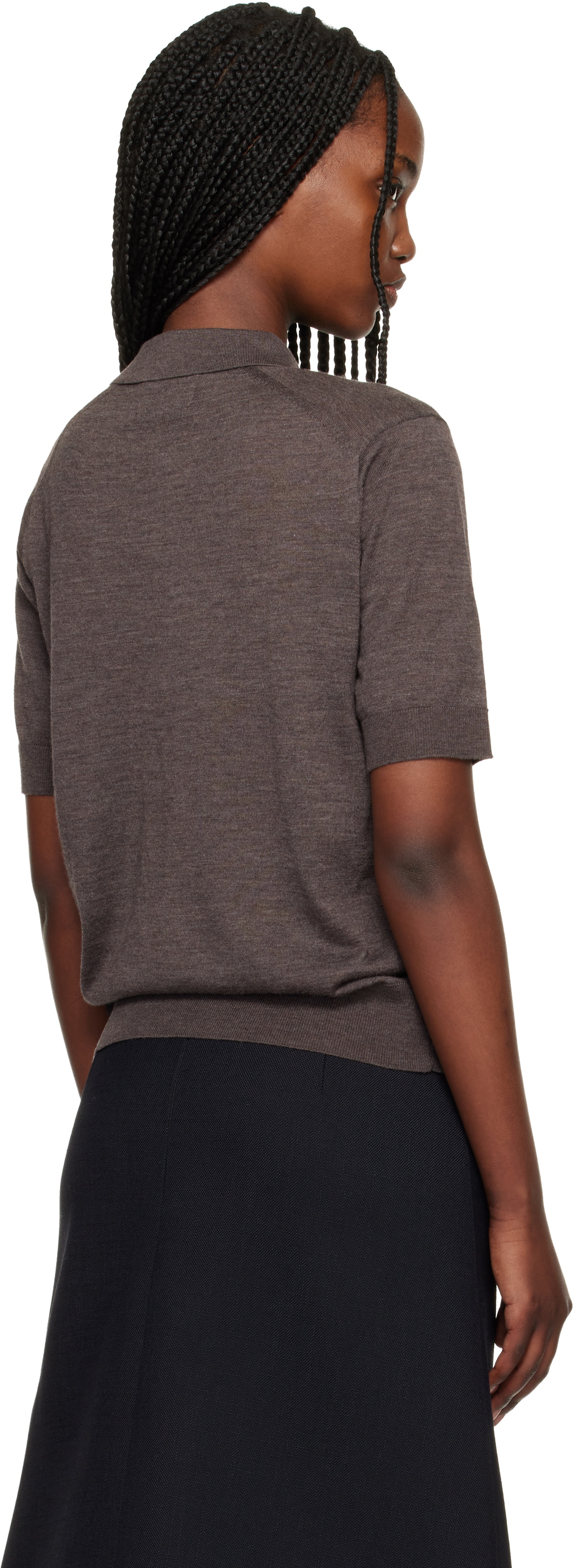 Loulou de Saison Brown Migo Fluid Cashmere Polo
