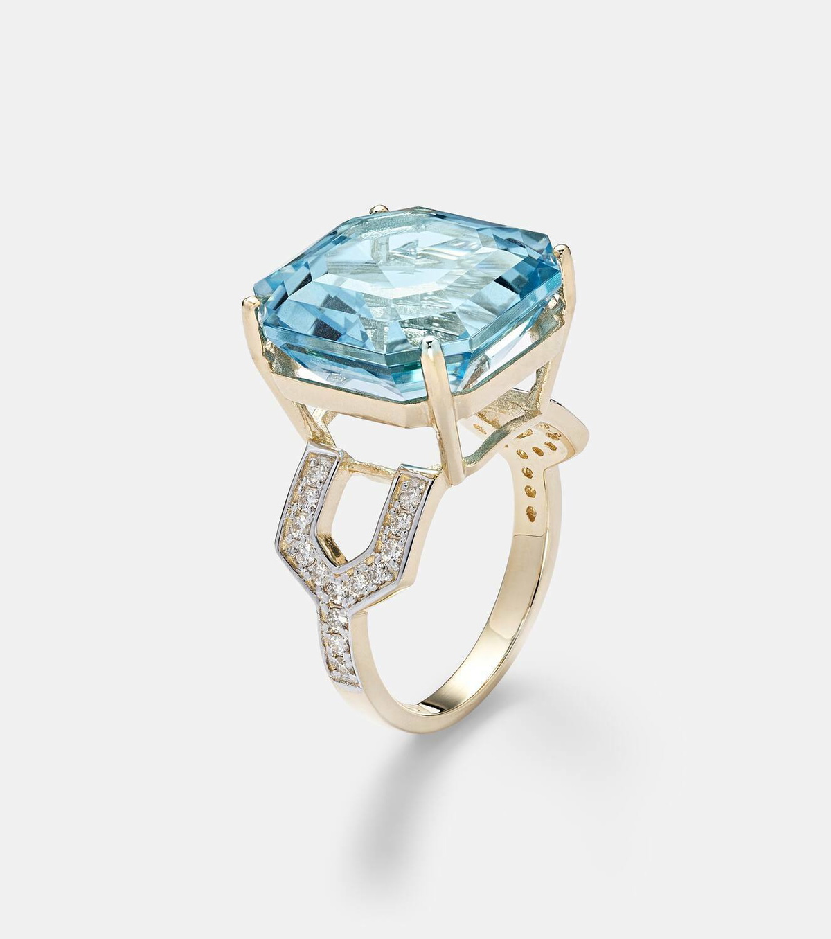 Mateo 14kt gold ring with topaz and diamonds