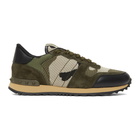 Valentino Green Valentino Garavani Mesh Camouflage Rockrunner Sneakers