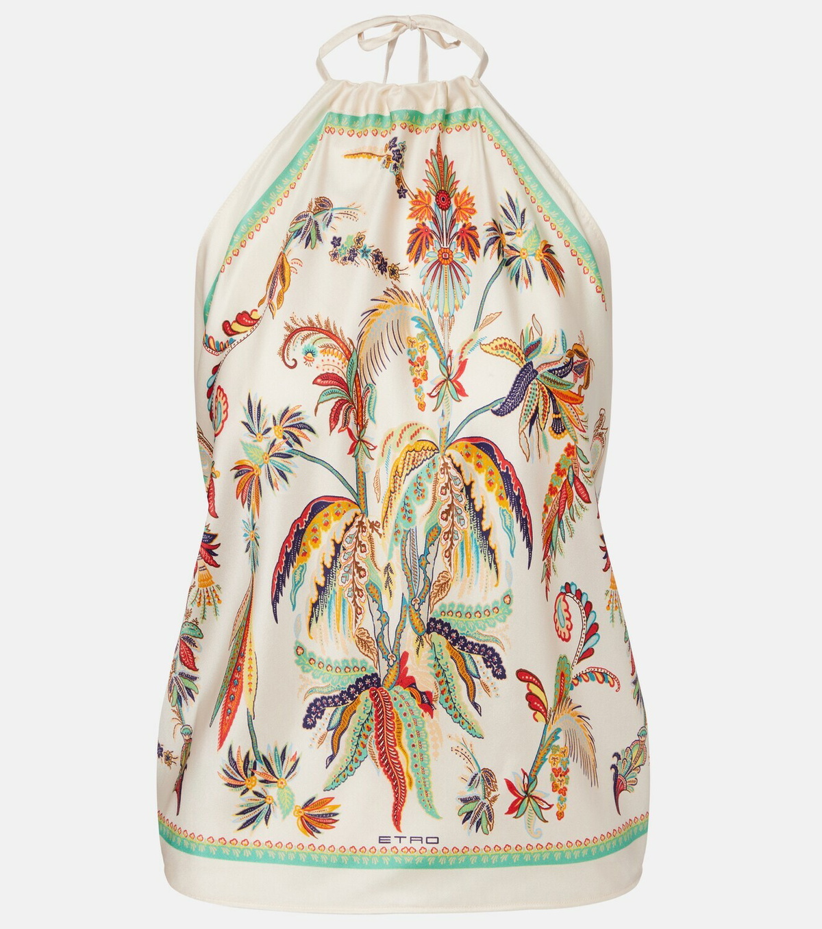 Etro Printed halterneck silk top
